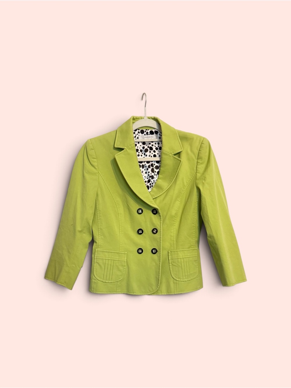 Tahari Lime Green Double-Breasted Blazer Size 6